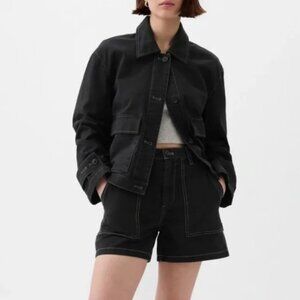 GAP Relaxed Utility Jacket Black Cotton NWT